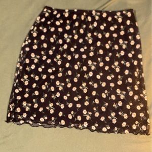fingertip length skirt with white flowers